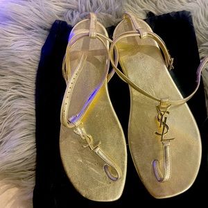 Saint Laurent gold strap sandals